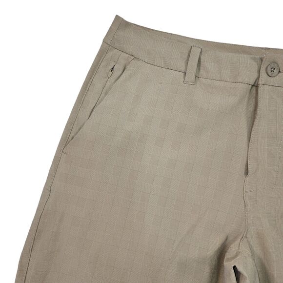 Hang Ten Shorts Mens 34 Tan Check California Chino Hybrid Skate Surf Stretch - Picture 5 of 11